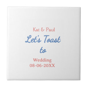 Let's toast to wedding add name date simple couple ceramic tile