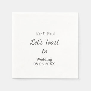 Let's toast to wedding add name date simple couple napkin