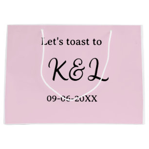 Let's toast to wedding engagement name letter pink large gift bag