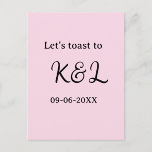 Let's toast to wedding engagement name letter pink postcard