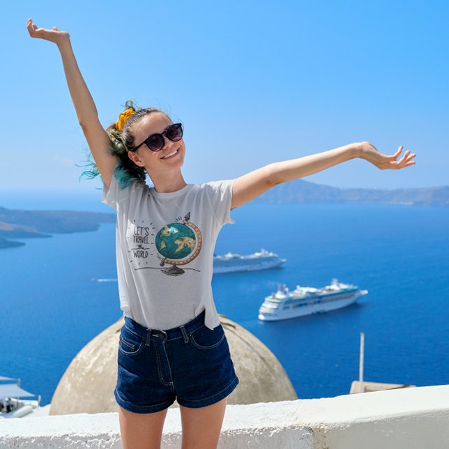 Let's Travel The World Globe Graphic Adventure T-Shirt (Creator Uploaded)