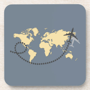 Let's travel the world illustration coaster