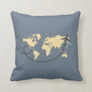 Let's travel the world illustration cushion