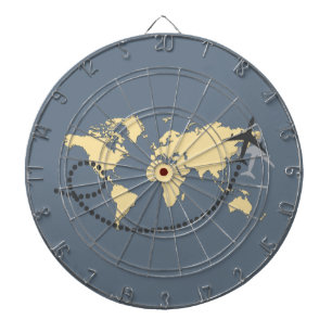 Let's travel the world illustration dartboard