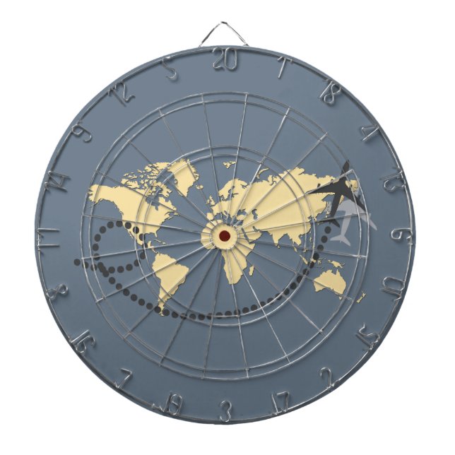 Let's travel the world illustration dartboard (Front)