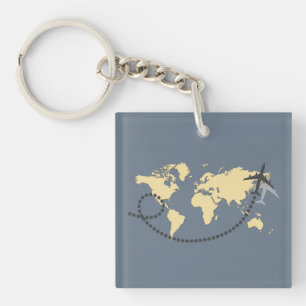 Let's travel the world illustration key ring