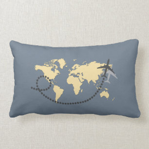 Let's travel the world illustration lumbar cushion