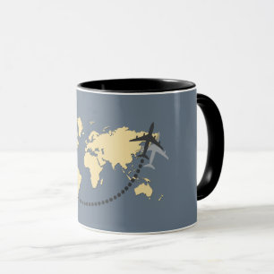 Let's travel the world illustration mug