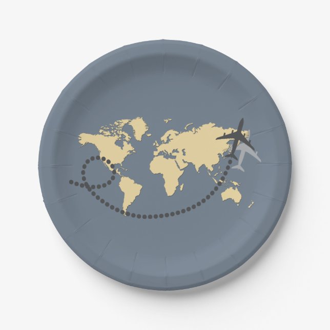 Let's travel the world illustration paper plate (Front)
