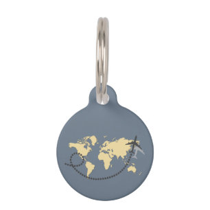 Let's travel the world illustration pet tag