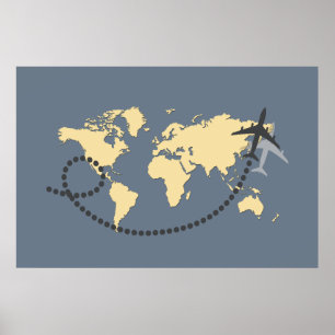 Let's travel the world illustration poster