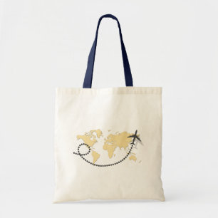 Let's travel the world illustration tote bag