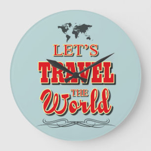 Let's travel the world large clock
