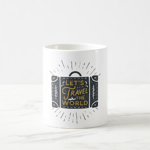 Lets Travel The World Suitcase Adventure Coffee Mug