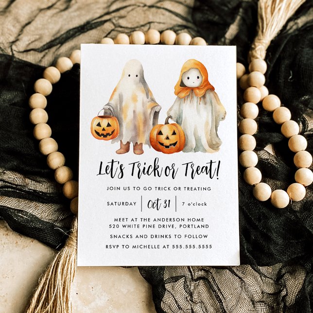 Let's Trick or Treat Kids Halloween Party Invitation (Creator Uploaded)