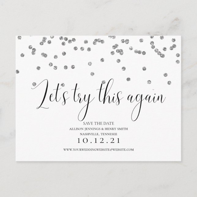 Let's Try This Again Elegant Change the Date Announcement Postcard (Front)