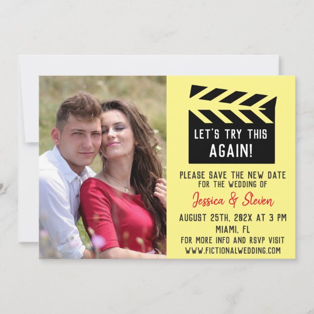 Let's try this again funny wedding update invite (Front)
