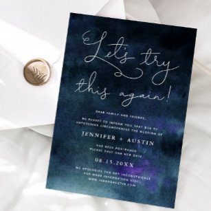 Let's Try This Again Modern Wedding Update Invitation