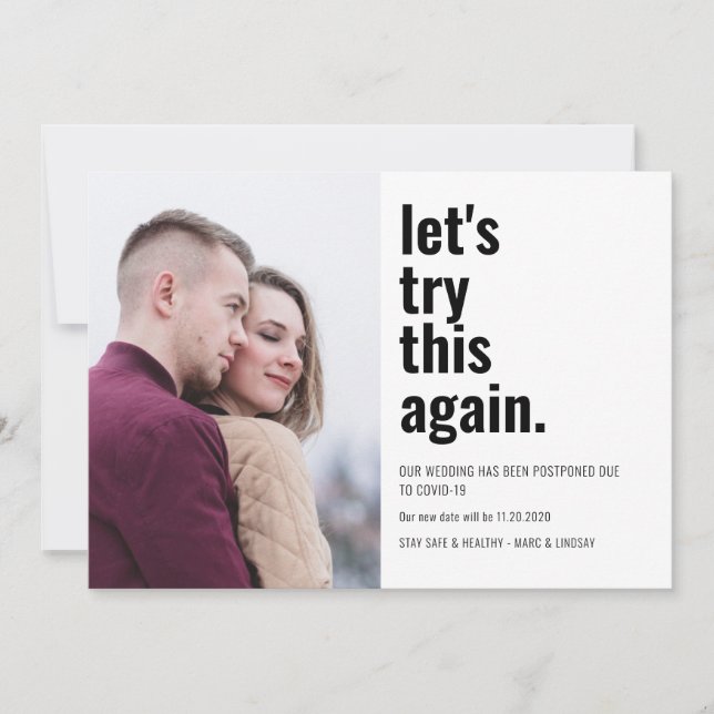 Let's Try This Again Photo Change the Date Save The Date (Front)