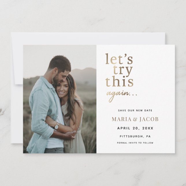 Let's Try this Again Save the Date Invitation (Front)