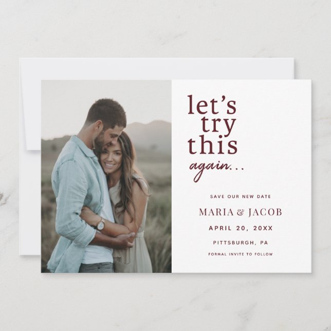 Let's Try this Again Save the Date Invitation (Front)