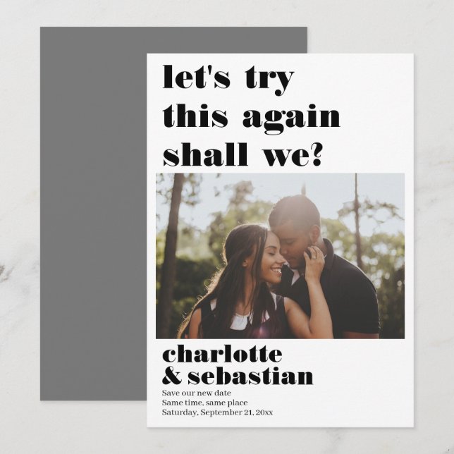 Lets Try This Again Save the Date Photo (Front/Back)