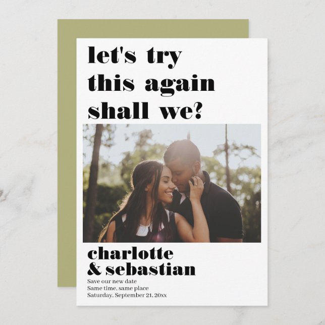 Lets Try This Again Save the Date Photo (Front/Back)