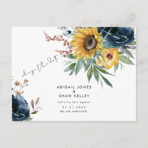 Let's Try This Again Sunflower Change Date  Announcement Postcard