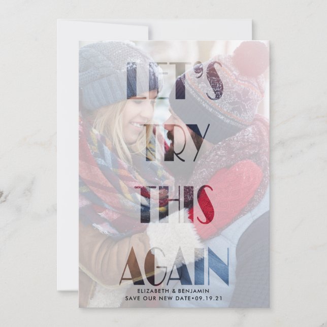 Let's Try this Again Wedding Postponement Save The Date (Front)