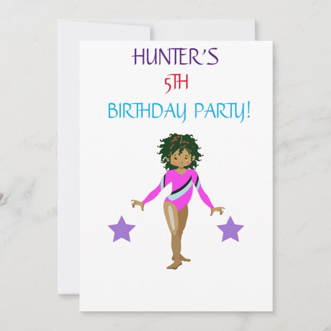 "LET'S TUMBLE GYMNASTICS"  BIRTHDAY INVITATIONS (Front)