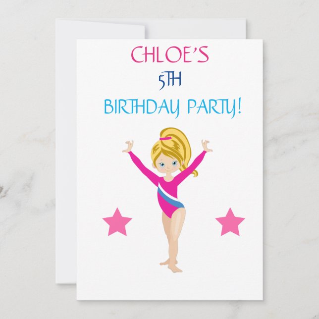 "LET'S TUMBLE GYMNASTICS"  BIRTHDAY INVITATIONS (Front)