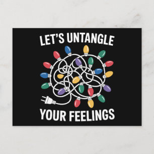 Let's Untangle Your Feelings Christmas Lights Pun Holiday Postcard
