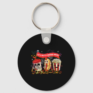 Lets Watch Horror Movies Halloween Fun Ghost Skele Key Ring