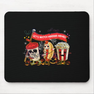 Lets Watch Horror Movies Halloween Fun Ghost Skele Mouse Pad