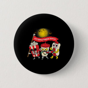 Lets Watch Horror Movies Halloween Funny Ghost Ske 6 Cm Round Badge