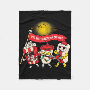 Lets Watch Horror Movies Halloween Funny Ghost Ske Fleece Blanket