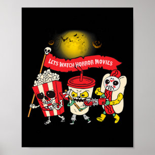 Lets Watch Horror Movies Halloween Funny Ghost Ske Poster