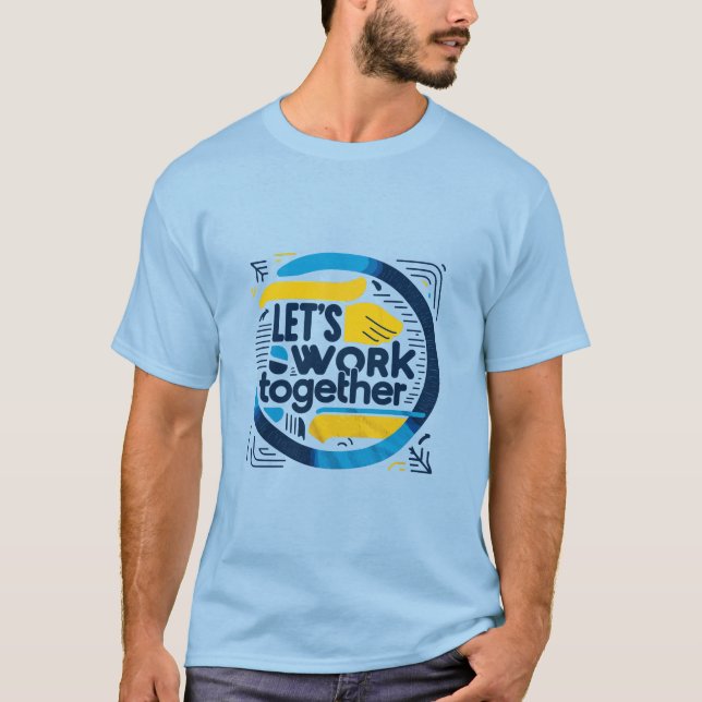 Let's work together navy blue men's T-Shirt (Front)