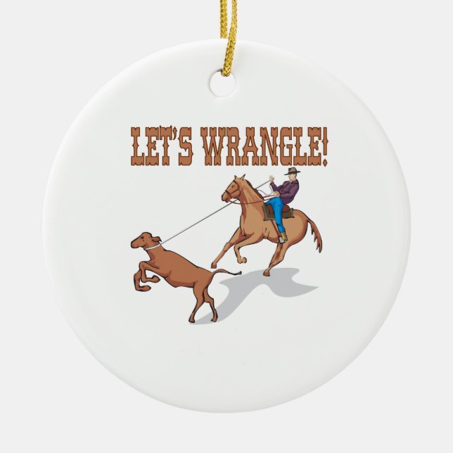 Lets Wrangle Ceramic Tree Decoration (Front)
