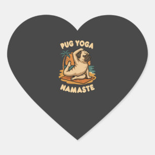 LET'S YOGA WITH YOUR PUG - NAMASTE HEART STICKER