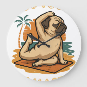 LET'S YOGA WITH YOUR PUG - NAMASTE LARGE CLOCK