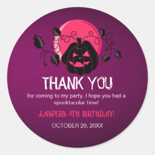Let'sGet Spooky Halloween Birthday Party Thank You Classic Round Sticker