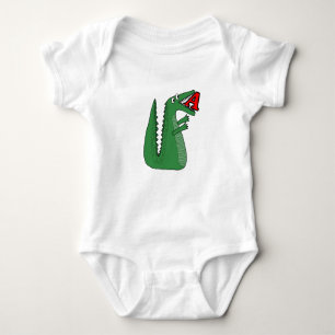 Letter A Alligator Baby Bodysuit.  Cute Animal Alp Baby Bodysuit