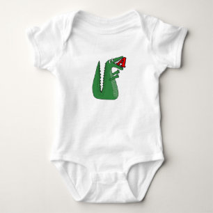 Letter A Alligator Baby Bodysuit. Cute Animal Alp Bodysuit