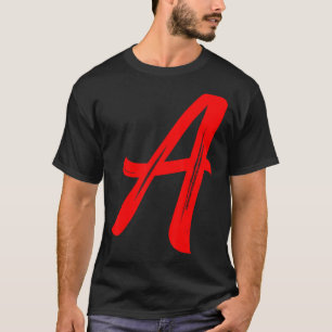 Letter A Alphabet Large Red Graphic Initial T-Shirt