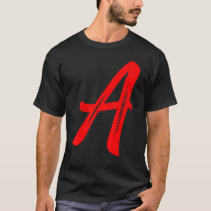 Letter A Alphabet Large Red Graphic Initial T-Shirt