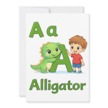 Letter A Alphabet Postcard – A is for Alligator