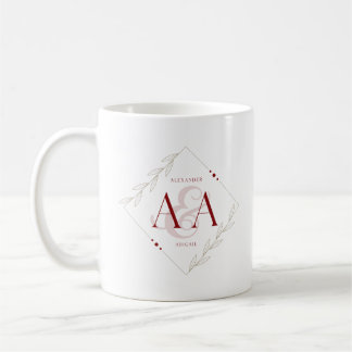 Letter A and A Stizza & white wedding monogram mug