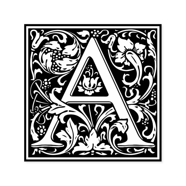 Letter A art nouveau black and white Tile  Self-inking Stamp (Design)