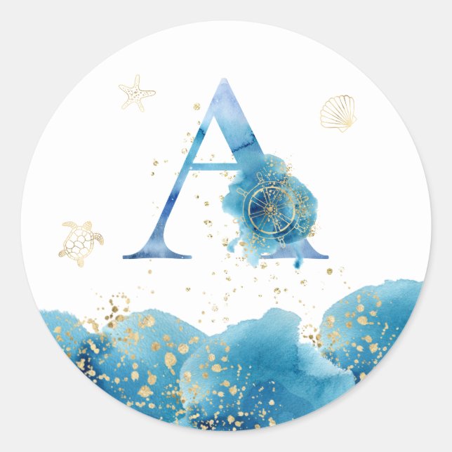 *~*  LETTER A - Beach Sea Ocean Envelope  Sticker (Front)